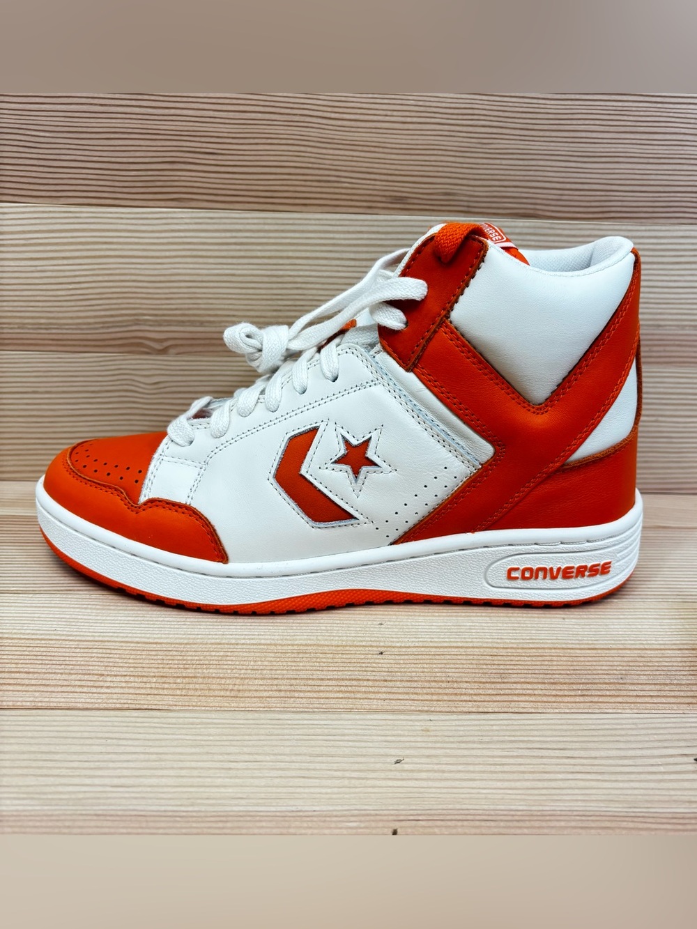 Converse Weapon Mid Men's Size 9 White Orange Leather Syracuse Sneakers A11956C